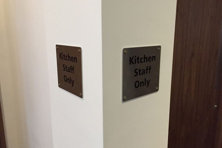AFC Fylde - brushed stainless steel wayfinding plaques.