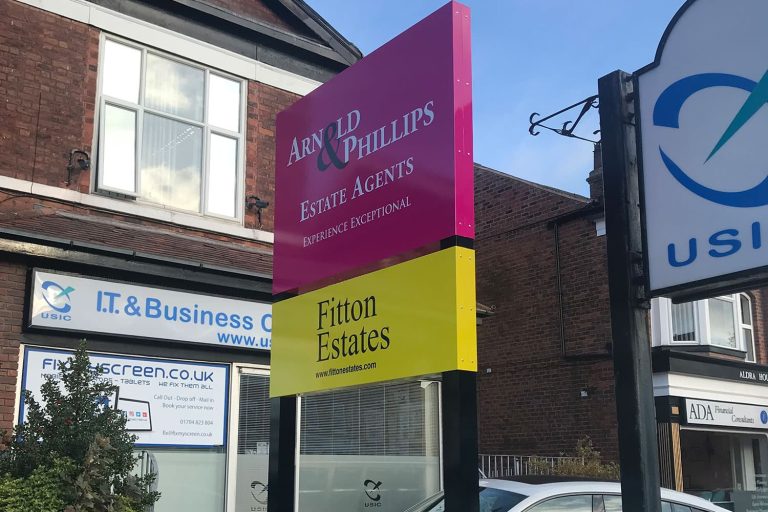 Arnold & Philips - freestanding full colour digitally printed totem sign