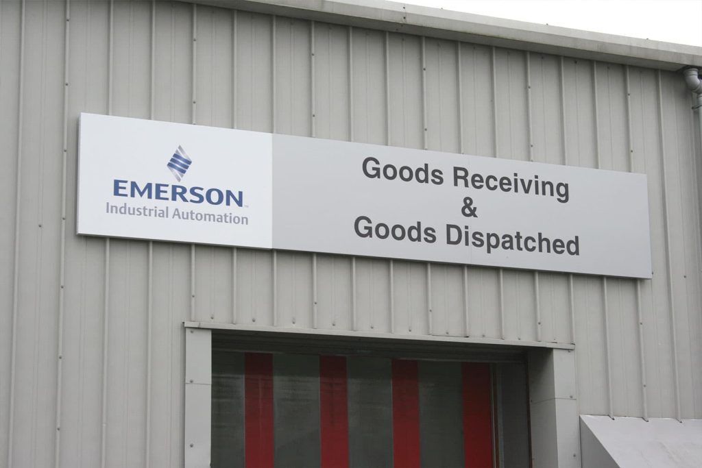 Asco Emerson - warehouse sign tray goods entrance