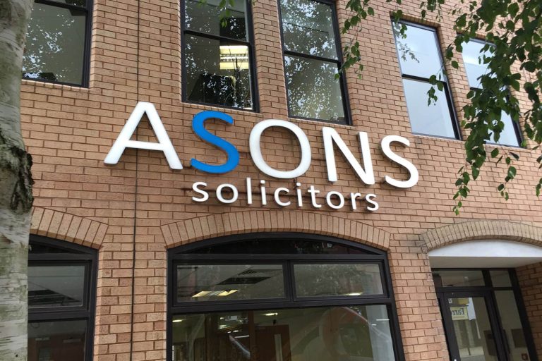 Asons - office built up rimless face lit letters