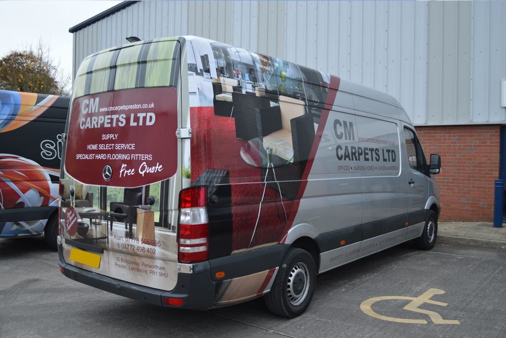 CM Carpets Ltd - part wrap with cut vinyl vehicle graphics