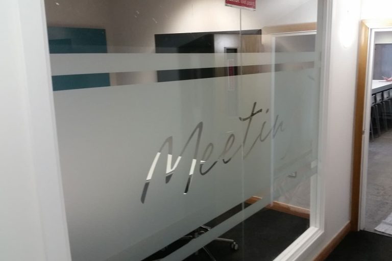 Diamond Interiors Meeting Room -frosted internal window graphics