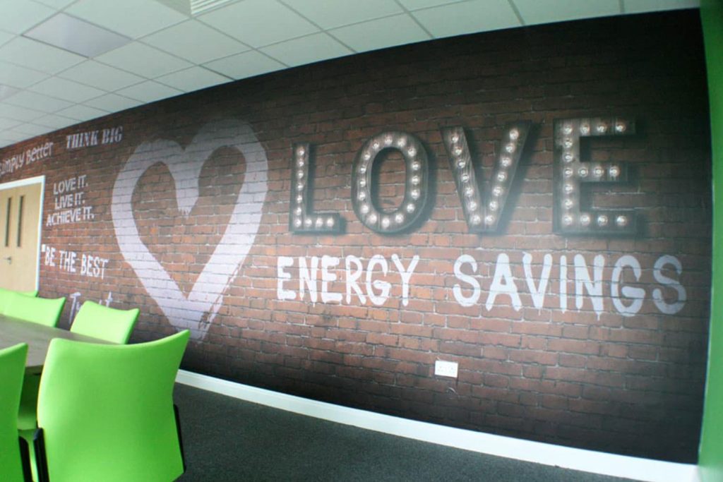 Love Energy Savings Meeting - room digitally printed wallpaper
