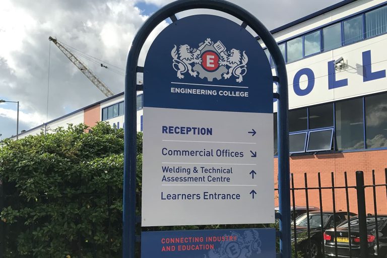 Maritime Engineering College - free standing directional sign with ali-comp panels