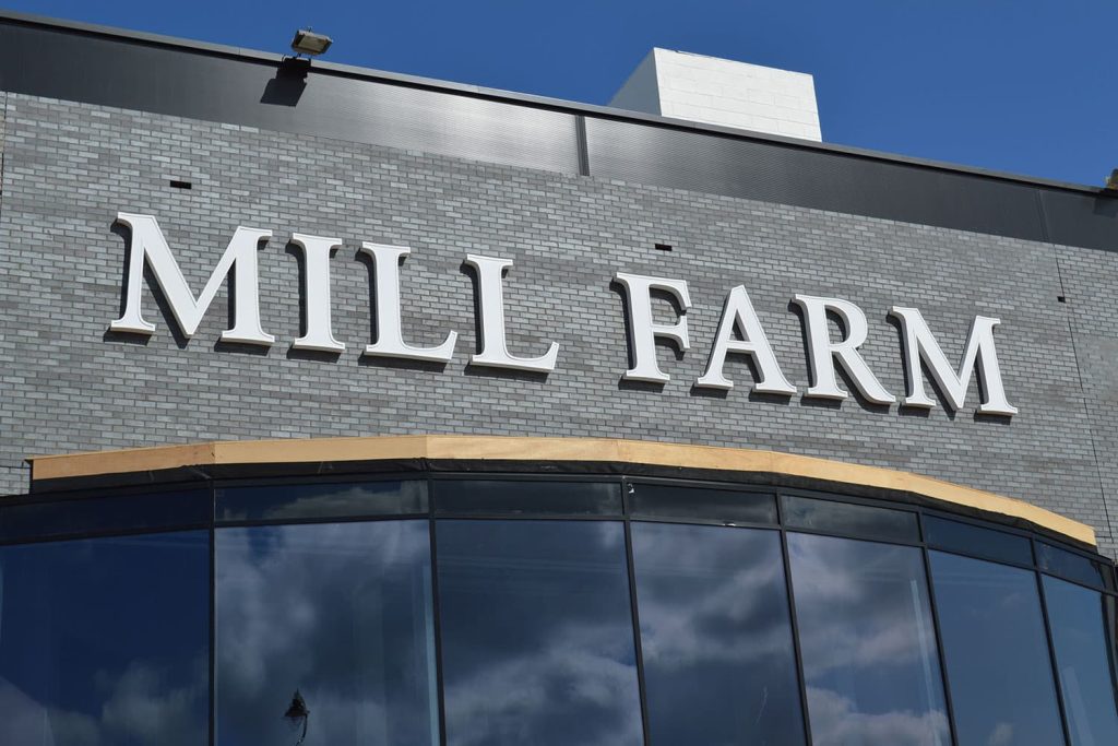 Mill Farm - 6ft tall built up 3D letters with led face illumination