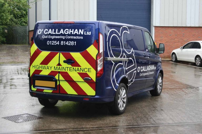 O'Callaghan transit - custom cut reflective vinyl vehicle graphics with chapter 8 kit