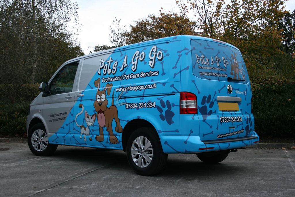 Pets and Go Go - full colour digitally printed part vinyl van wrap