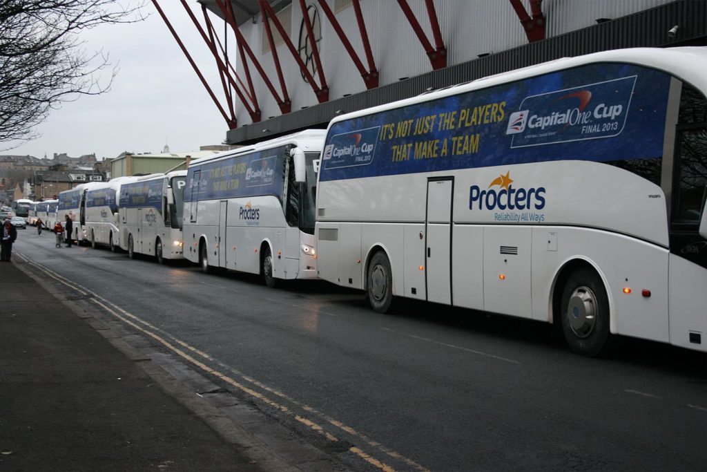 Procter's Coaches - digitally printed one way vision film contravision coach windows