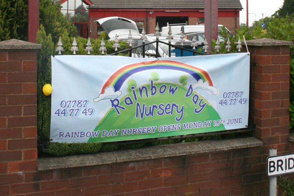 Rainbow Day Nursery - digitally printed full colour PVC banner