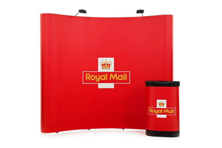 Royal Mail - curved pop-up stand and presentation stand