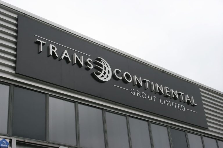 Trans Continental - built up 3D stainless steel letters with face lit led illumination