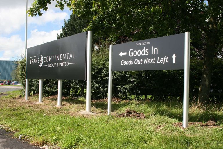 Trans Continental - free standing sign aluminium posts and printed graphics
