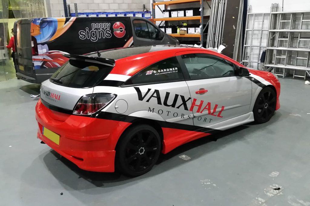 Vauxhall Motorsport - full vehicle wrap digitally printed graphics.